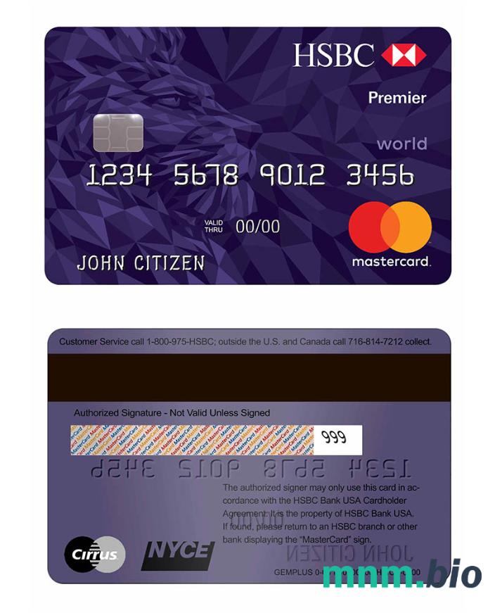 USA HSBC Masterkarta Credit karta w pełni edytowalne PSD